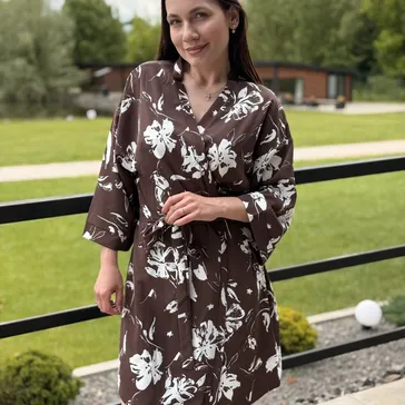 Жіночий софт-халат 'квітучий сад' - шоколадний<article>MALVA