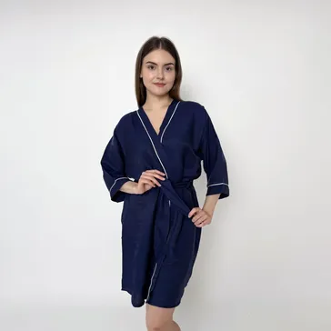 Жіночий софт-халат «люрекс» - синій<article>MALVA