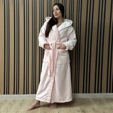 Жіночий велюровий халат «catwoman» - персиковий<article>MALVA