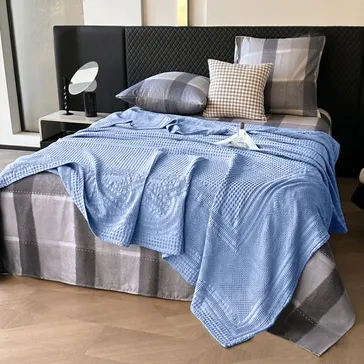 Вафельне покривало-плед «піке» - блакитний<article>MALVA