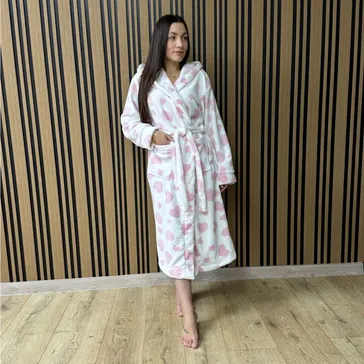 Жіночий плюш-халат - рожеві серця<article>MALVA