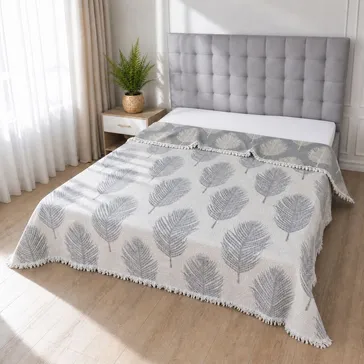 Муслінове покривало 'boho leaf' - світло-сірий<article>MALVA