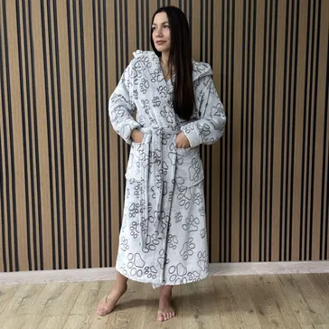 Жіночий велюровий халат «catwoman» - сіро-бежевий<article>MALVA