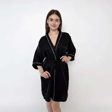 Жіночий софт-халат «люрекс» - чорний<article>MALVA